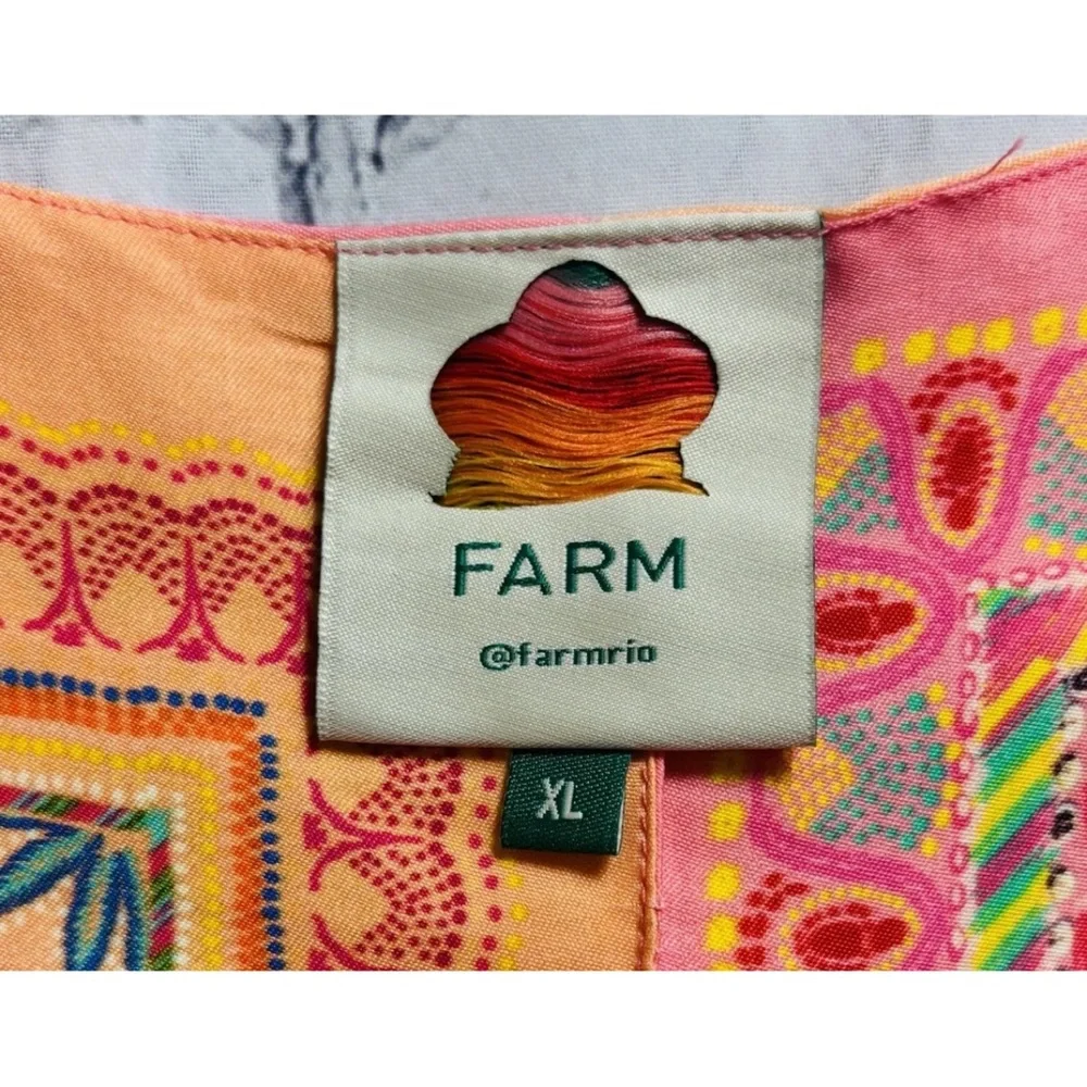 FARM RIO Mixed Scarves Crop Top Bandeau Style Vacation Resort wear Size XL - Picture 7 of 11